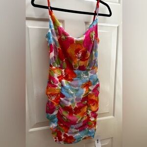 ASOS RUCHED FLORAL MINI DRESS SIZE 4